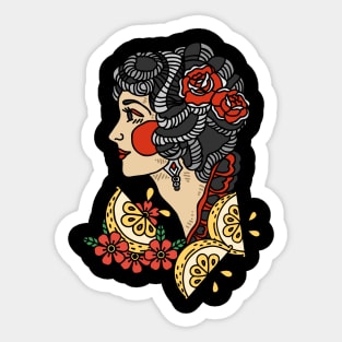 Traditional Tattoo Lemon - Tattoo Girl Sticker